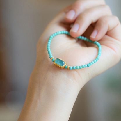 Natural Green Turquoise Bracelet (with Blue Water Jadeite)