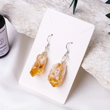 Natural Crystal Tooth-shaped Raw Stone Earrings