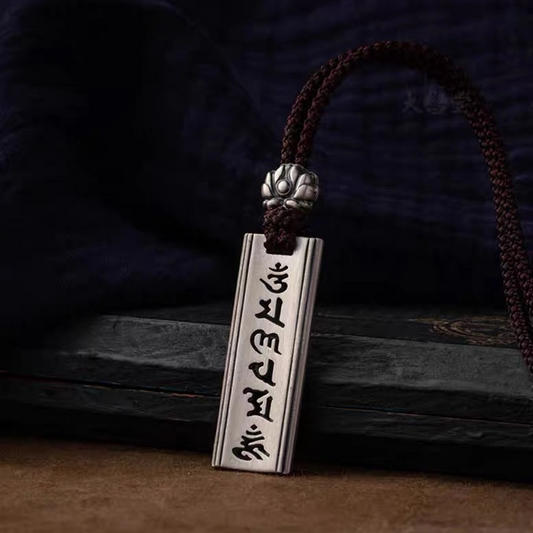 TerraDharma Six-character mantra cooper-plating silver pendant - TerraDharma