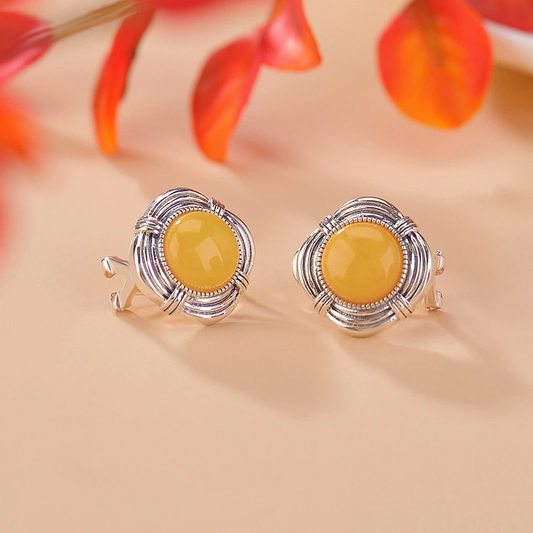 Beeswax Rhombus Stud Earrings