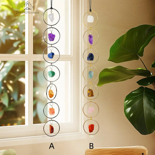 Tree of Life Crystal Suncatcher, 7-Chakra Hanging Decor, Chakra Wall Decor, Meditation Decor, Amethyst Boho Suncatcher, Mother's Day Gift - TerraDharma