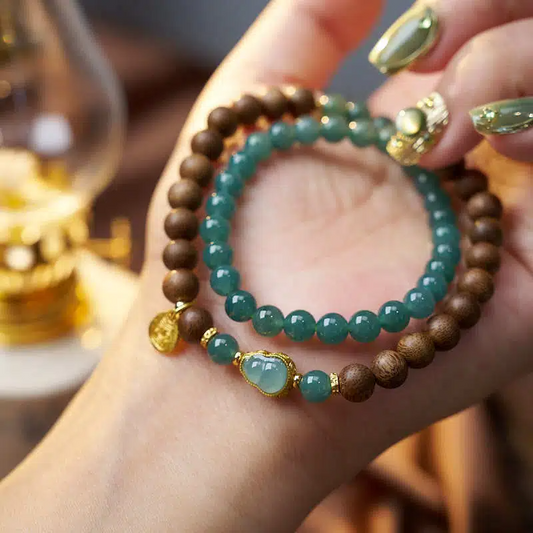 Agarwood & Ice-type Jadeite Bracelet (with Zhaki Lamu Pendant)
