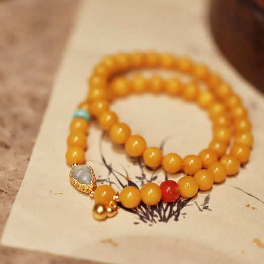 Natural Beeswax Bracelet (with Gourd Pendant)
