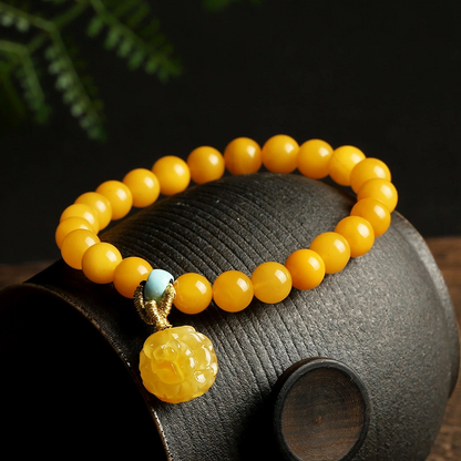 Natural beeswax bracelet (with beeswax rose pendant)