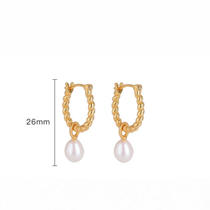 Freshwater Pearl with Twisted Pattern Earrings