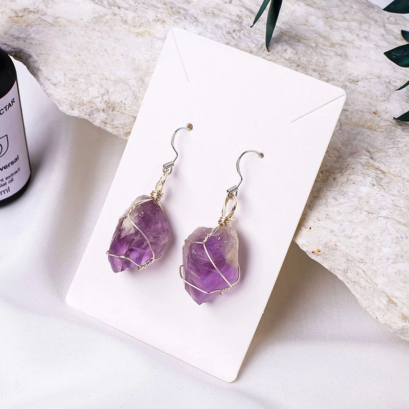 Natural Crystal Tooth-shaped Raw Stone Earrings