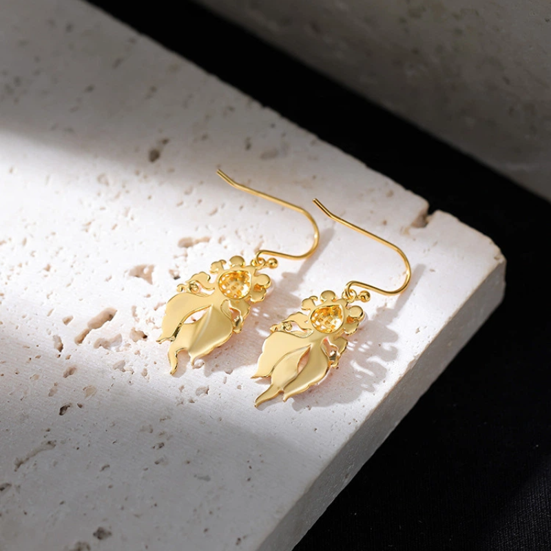 Freshwater Pearl with Pink Enamel Koi Earrings