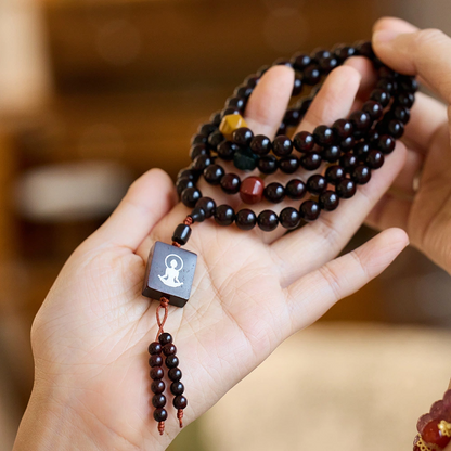 Natural 108 Pterocarpus Santalinus Prayer Beads Bracelet (with Buddha Pendant)