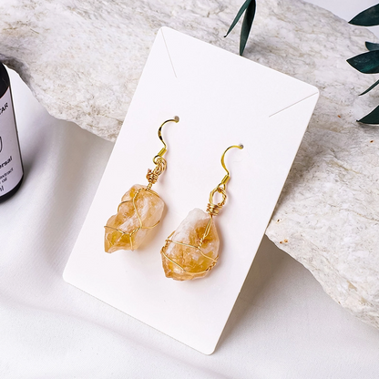 Natural Crystal Tooth-shaped Raw Stone Earrings