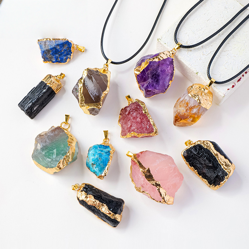 Terra Dharma Natural Crystal Quartz Raw Crystal Necklace,Rose quartz/Amethyst/Citrine/Aventurine Pendant necklace,Crystal Jewelry - TerraDharma