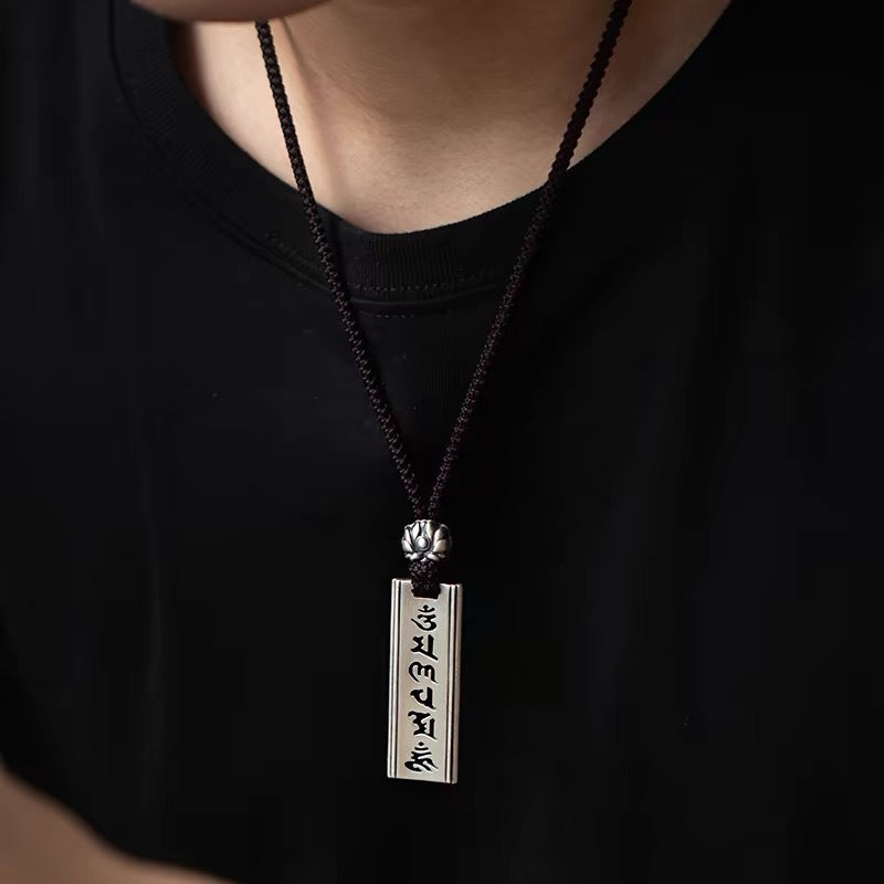 TerraDharma Six-character mantra cooper-plating silver pendant - TerraDharma