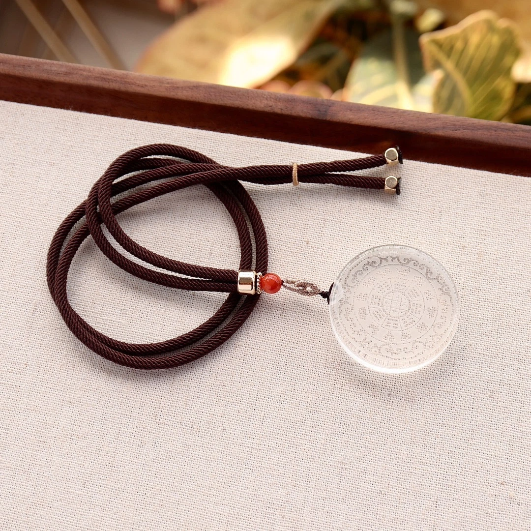 Natural White Crystal Pendant (Nine Palaces and Eight Trigrams)