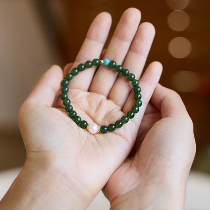 Natural Hetian Jade Bracelet (with Freshwater Pearl & Natural Turquoise)