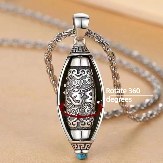 Six-character Mantra Prayer Wheel Pendant