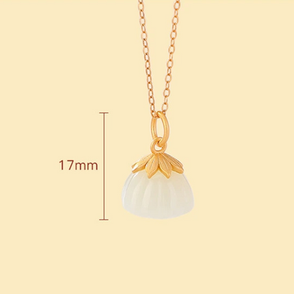 Hetian Jade of Lotus Pod Pendant Nacklace (with Gold-plated Sterling Silver)
