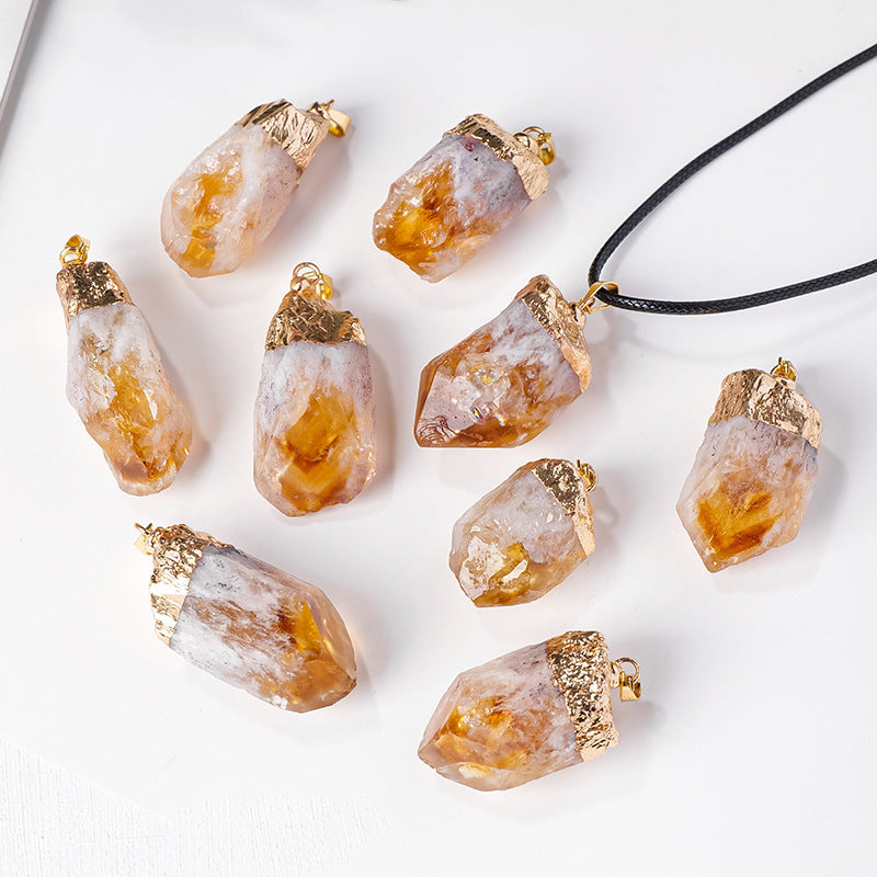 Terra Dharma Natural Crystal Quartz Raw Crystal Necklace,Rose quartz/Amethyst/Citrine/Aventurine Pendant necklace,Crystal Jewelry - TerraDharma