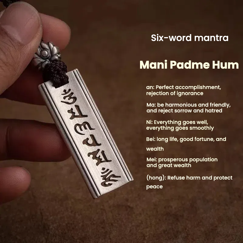 TerraDharma Six-character mantra cooper-plating silver pendant - TerraDharma