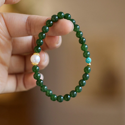 Natural Hetian Jade Bracelet (with Freshwater Pearl & Natural Turquoise)