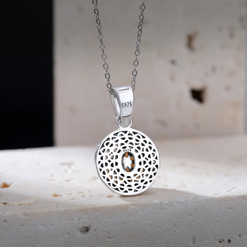 TerraDharma "Vitality Unfolding & Innocent Fortune" Freshwater pearl with Scroll Pattern Pendant Necklace