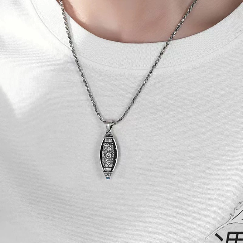 Six-character Mantra Prayer Wheel Pendant