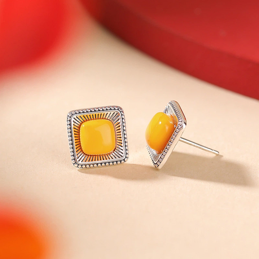 Sun - Inspired Beeswax & Silver Stud Earrings