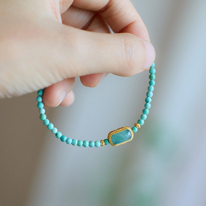 Natural Green Turquoise Bracelet (with Blue Water Jadeite)