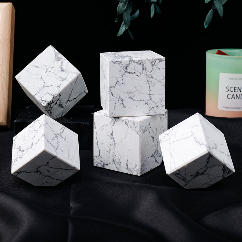 Natural crystal white turquoise Rubik's Cube ornament - TerraDharma