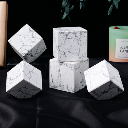 Natural crystal white turquoise Rubik's Cube ornament - TerraDharma