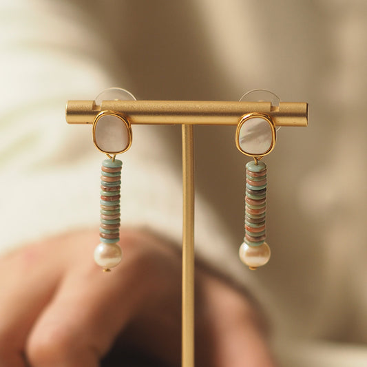 Mother-of-pearl vintage natural pearl tassel earrings