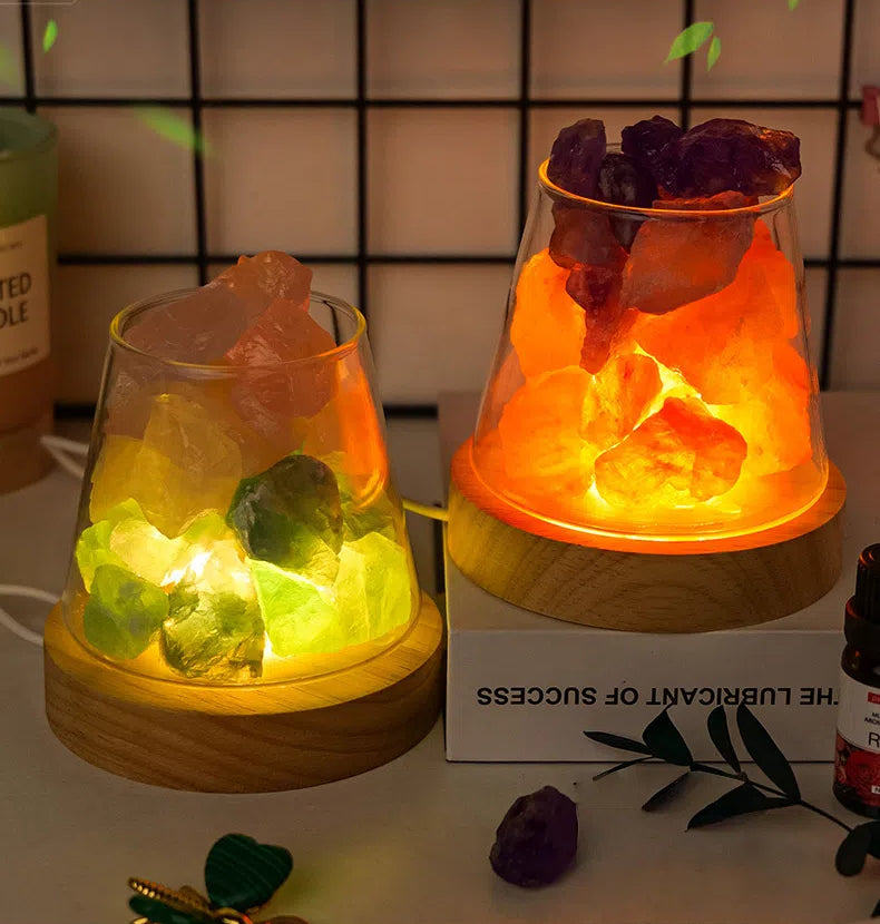 Crystal Light Diffuser | Amethyst, Green, Rose quartz, Clear Quartz | Essential Oil Aromatherapy  | Calming & Good Luck - TerraDharma