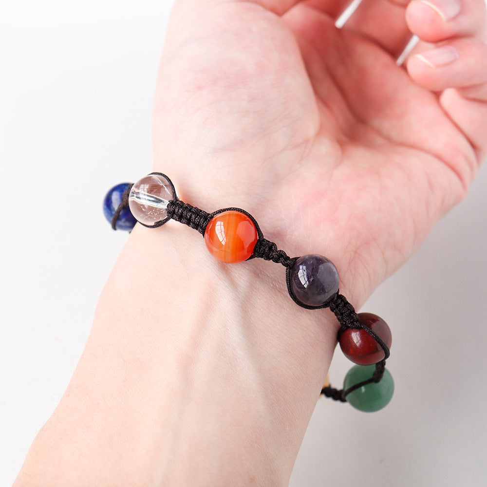 Terra Dharma Natural crystal seven-color gemstone round bead bracelet - TerraDharma