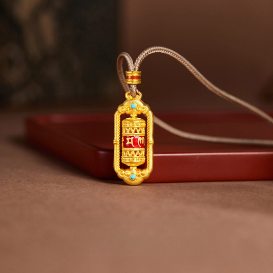 Gold-plated Sterling Silver & Enamel Fortune Wheel Pendant Nacklace