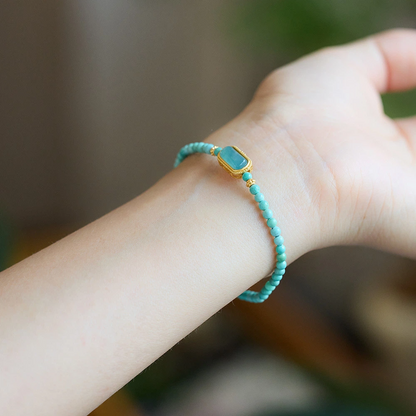 Natural Green Turquoise Bracelet (with Blue Water Jadeite)