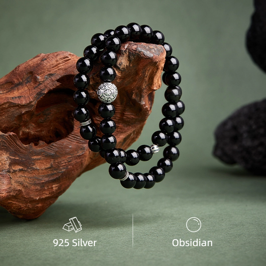 Obsidian Double Circle Bracelet