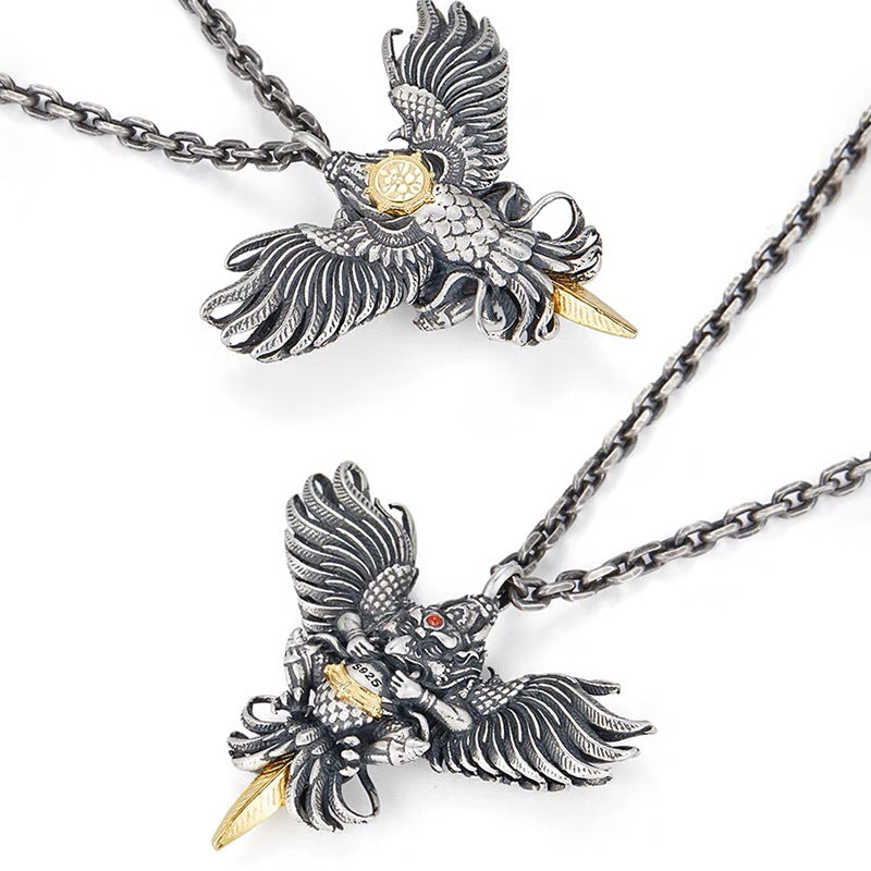 TerraDharma Traditional in Tibet Great Peng Golden-winged bird necklace - TerraDharma