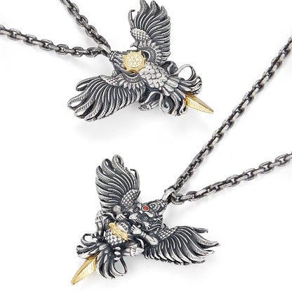 TerraDharma Traditional in Tibet Great Peng Golden-winged bird necklace - TerraDharma