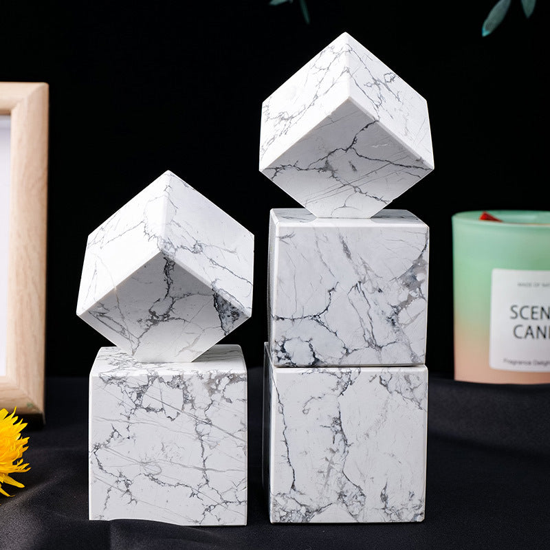 Natural crystal white turquoise Rubik's Cube ornament - TerraDharma