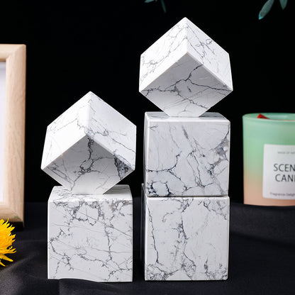 Natural crystal white turquoise Rubik's Cube ornament - TerraDharma