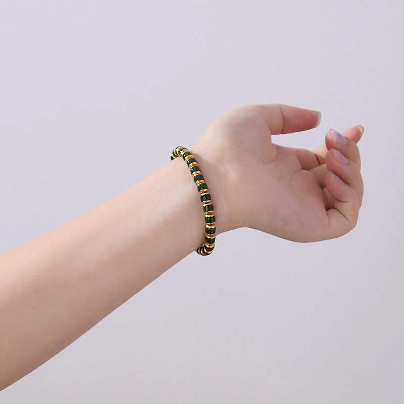 TerraDharma "Spirit Soothing & Emotional Balance" Natural Barrel-shaped Beads of Hetian Nephrite Jade Bracelet