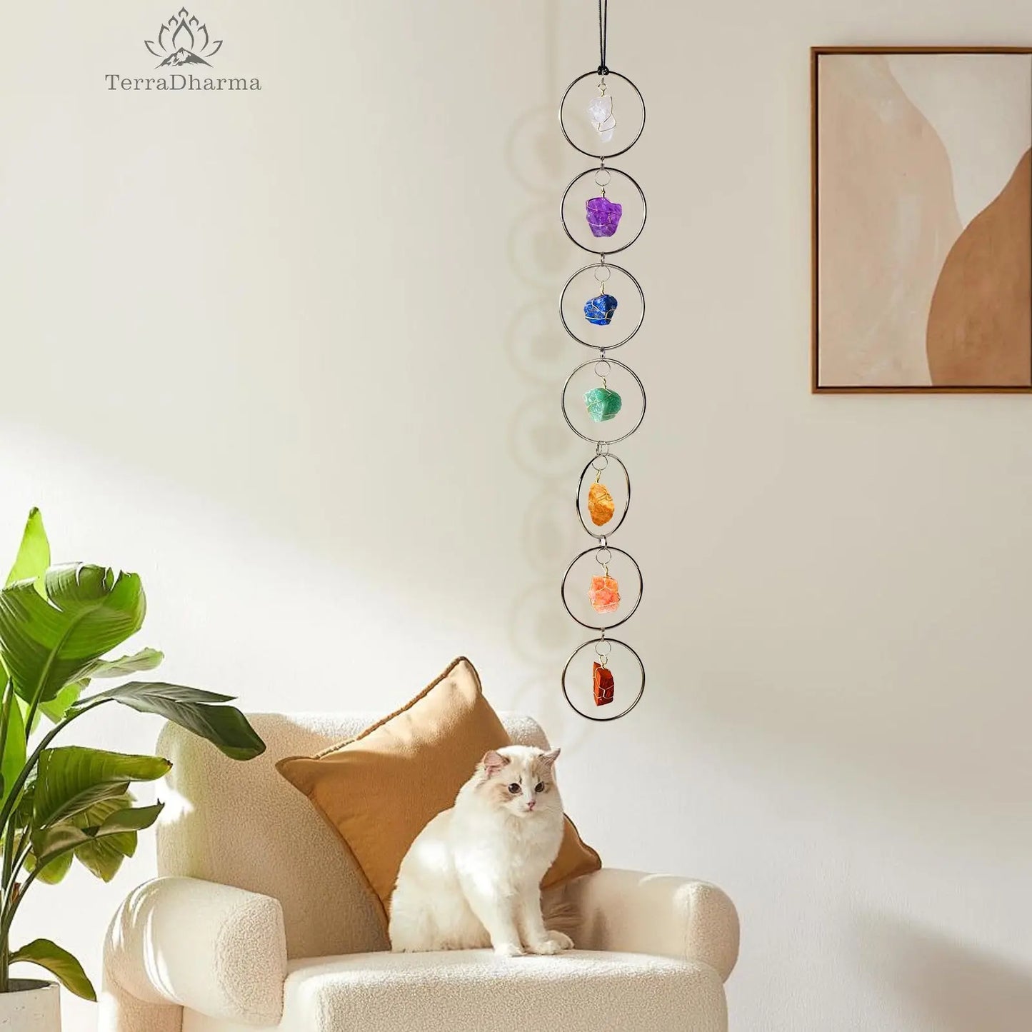 Tree of Life Crystal Suncatcher, 7-Chakra Hanging Decor, Chakra Wall Decor, Meditation Decor, Amethyst Boho Suncatcher, Mother's Day Gift - TerraDharma