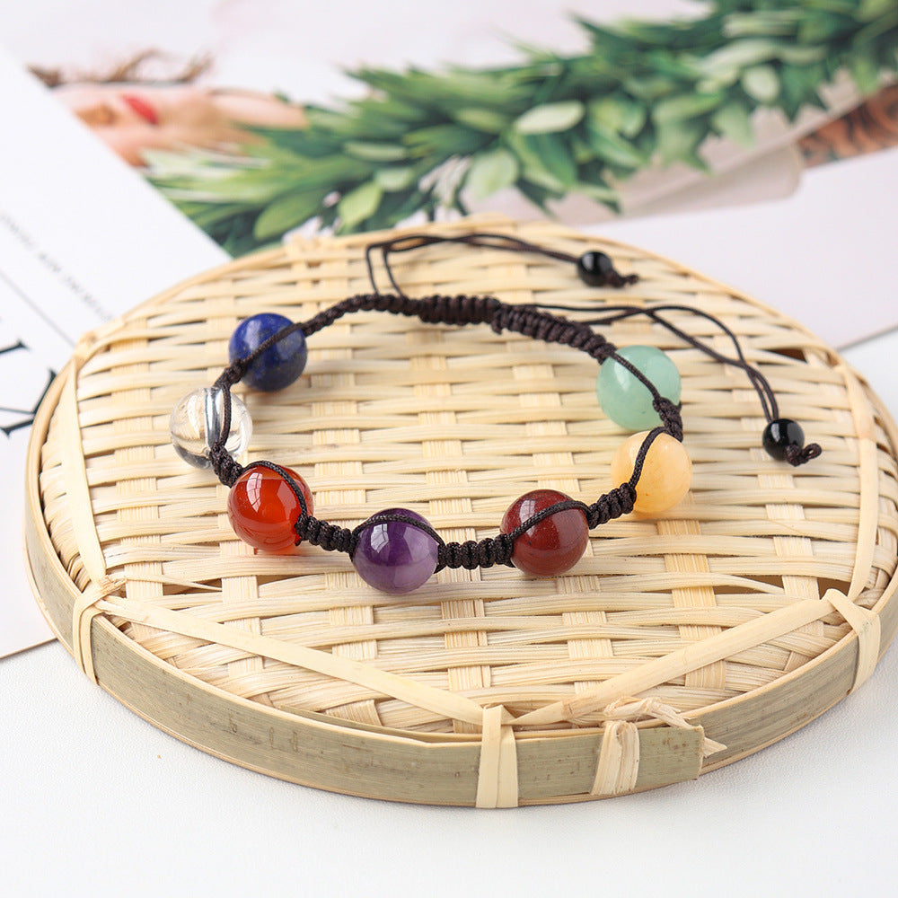 Terra Dharma Natural crystal seven-color gemstone round bead bracelet - TerraDharma