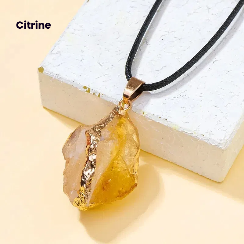 Terra Dharma Natural Crystal Quartz Raw Crystal Necklace,Rose quartz/Amethyst/Citrine/Aventurine Pendant necklace,Crystal Jewelry - TerraDharma