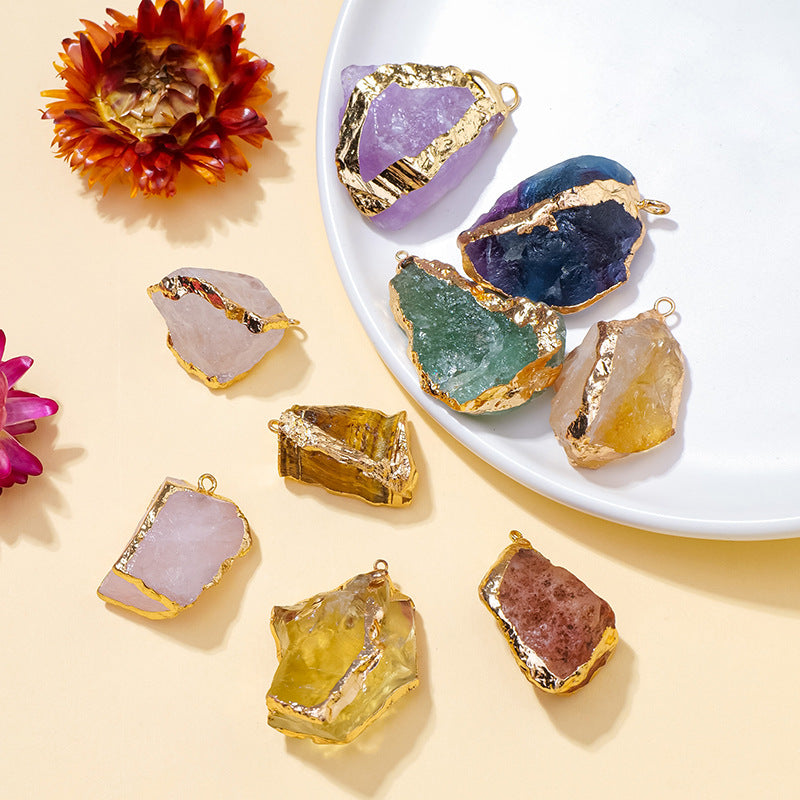 Terra Dharma Natural Crystal Quartz Raw Crystal Necklace,Rose quartz/Amethyst/Citrine/Aventurine Pendant necklace,Crystal Jewelry - TerraDharma
