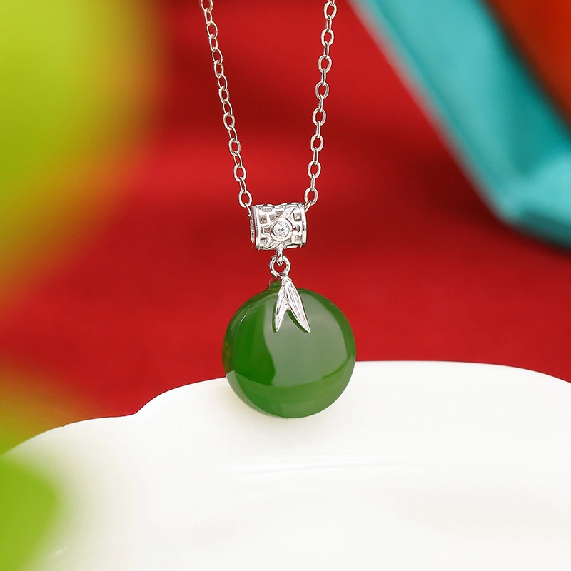 TerraDharma "Divine Wisdom & Eternal Harmony" Hetian Jade & Bamboo - Inspired Pendant Necklace