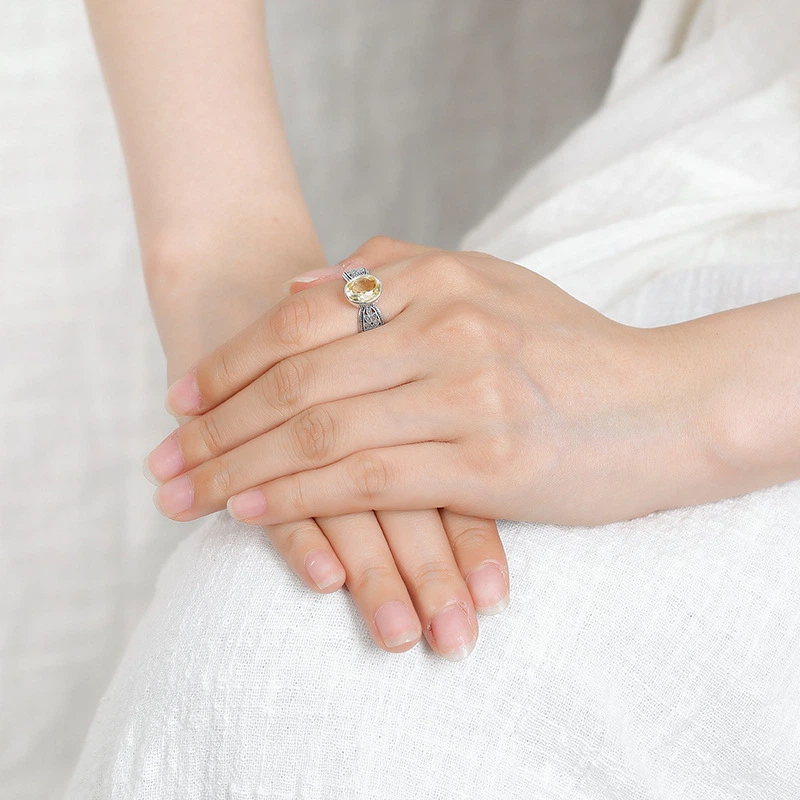 TerraDharma "Wisdom Infusion & Abundance Attraction" Open Ring with Wheat Ear Pattern