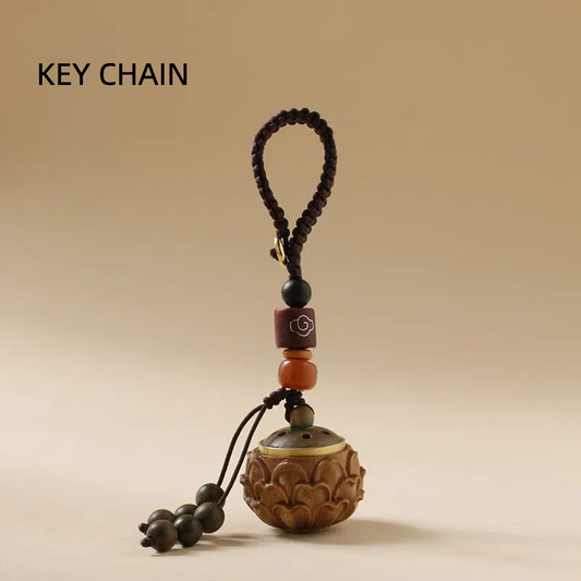 Green sandalwood lotus sachet aromatherapy mobile phone chain keychain TerraDharma