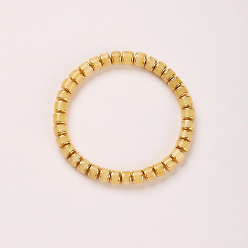 TerraDharma "Nurturing Fortune & Radiant Harmony" Natural Barrel-shaped Beads of Amber Bracelet