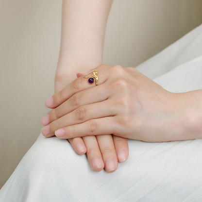 Amethyst & Gilded Tulip Ring