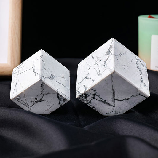 Natural crystal white turquoise Rubik's Cube ornament - TerraDharma
