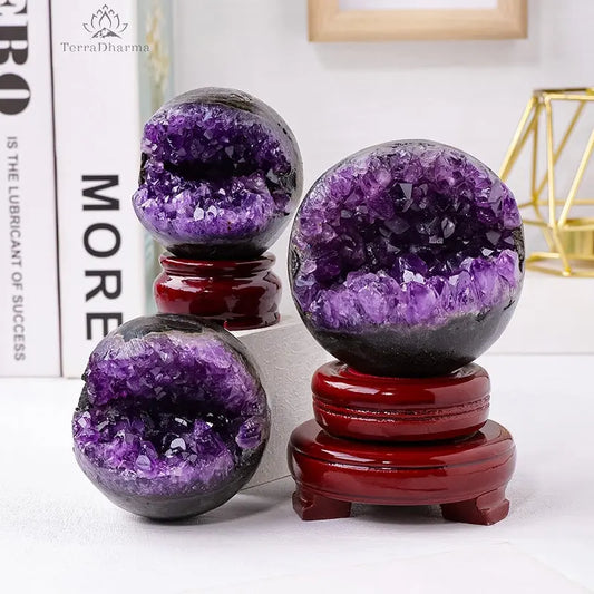 Natural open-mouth smiling amethyst cluster treasure basin - TerraDharma